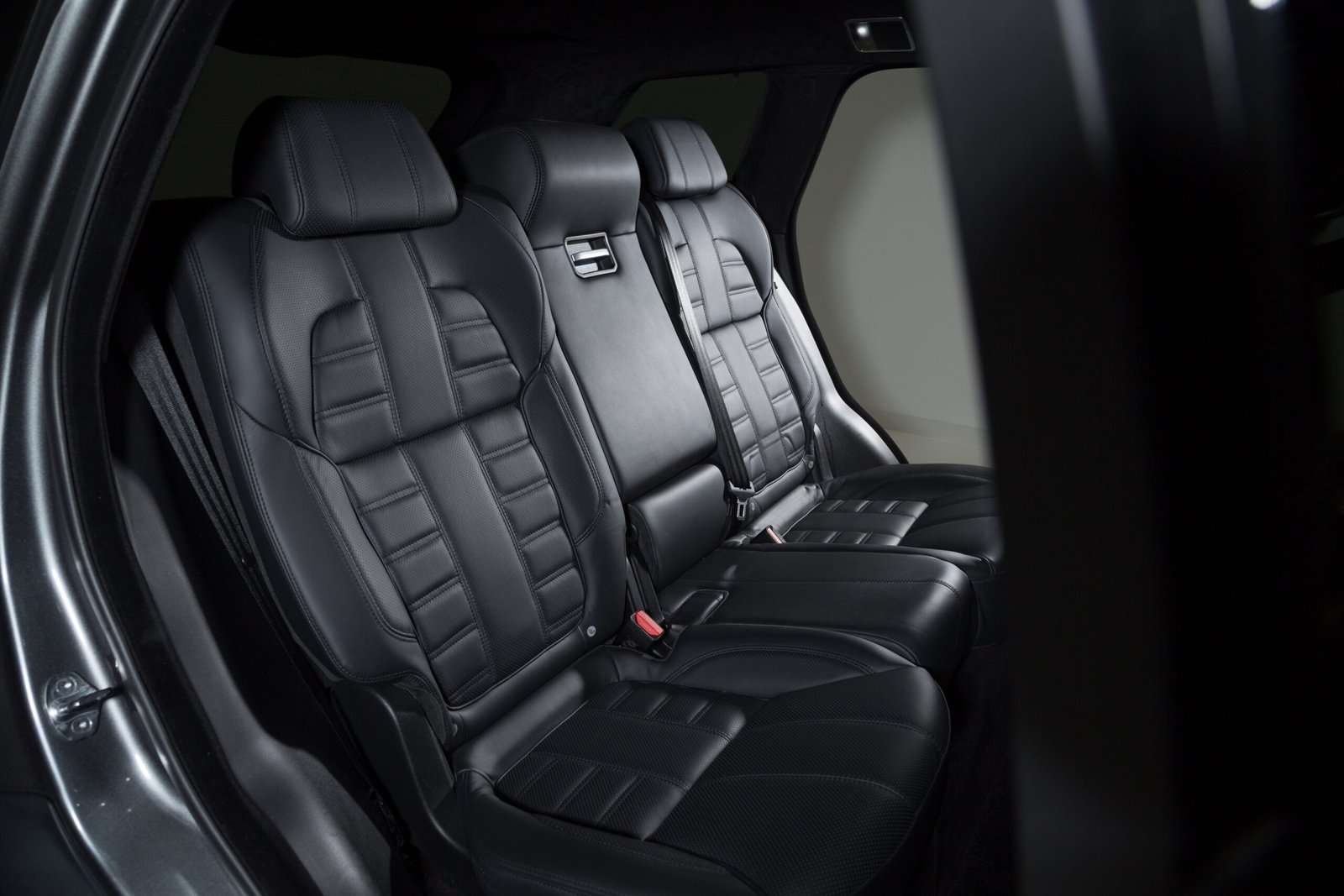 The black interior details of a modern luxury car